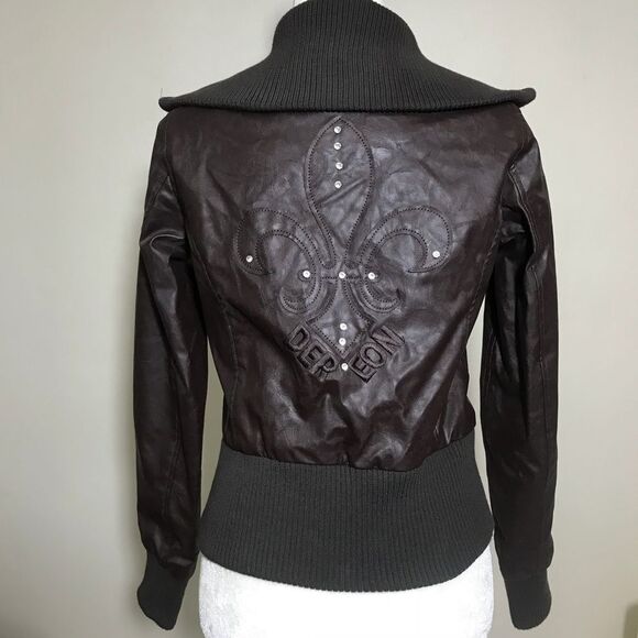 Brown Faux Leather Woman Jacket by Deréon - Picture 2 of 8